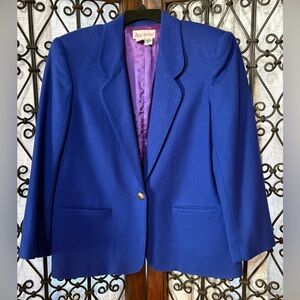 Royal Blue WOOL Blazer with Purple Lining